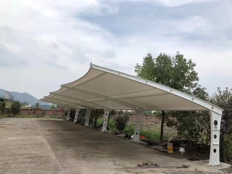 宝应县小区改造停车棚工程，膜结构非机动车棚定制厂家-2